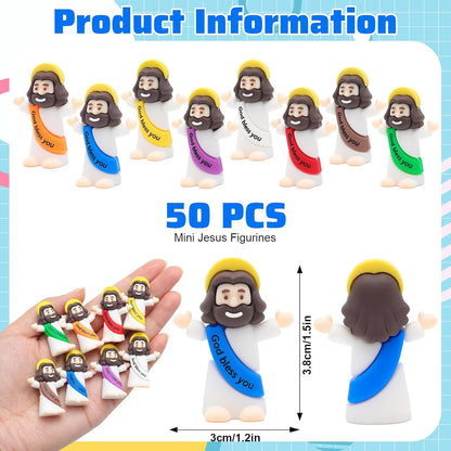 Yelakey Mini Jesus Figurines - 50pcs Classic Religious Decor for Baptism & Easter Celebrations