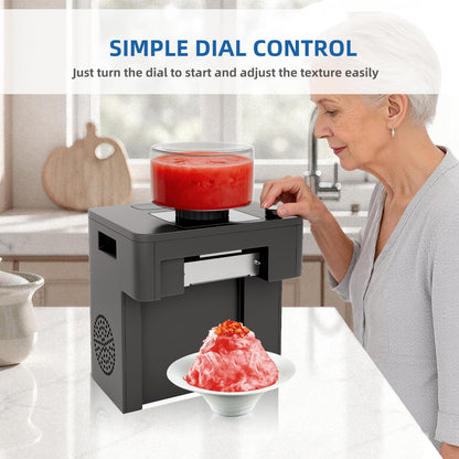 ICEMAGE Shaved Ice Machine, 60s Fast Slushie & Snow Cone Maker for Home, No Pre-Freezing, 15 Textures, All-Drink Compatible, 50dB Quiet, One-Touch Self-Cleaning, Compact for Parties & RVs