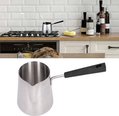 Stainless Steel Turkish Coffee Pot, 600ml Long Handled Milk Frother Pitcher for Home Coffee Shop