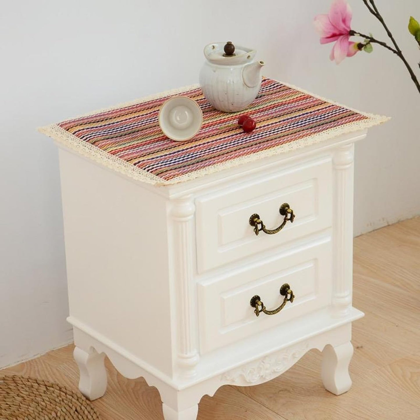 15.75 x19.68 Tablecloth Nightstand End Tabletop Dust Cover Night Stand Table Linen - Rainbow