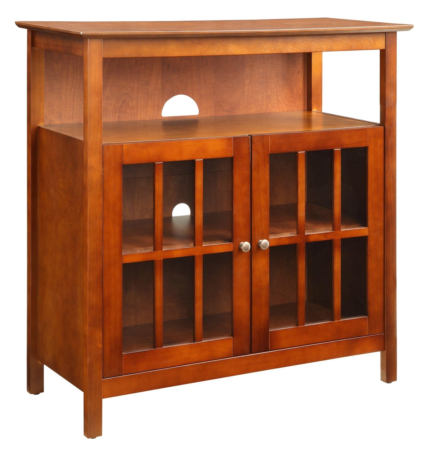 Convenience Concepts Big Sur Highboy TV Stand 36" - Modern Entertainment Center For TVs up to 40", Storage Cabinet for Dining, Living Room, & Entryway, Console Hall Table with Shelves, Cherry