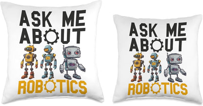 Robotics Funny Robot Engineer Men Boy Women Robotic Coach Throw Pillow