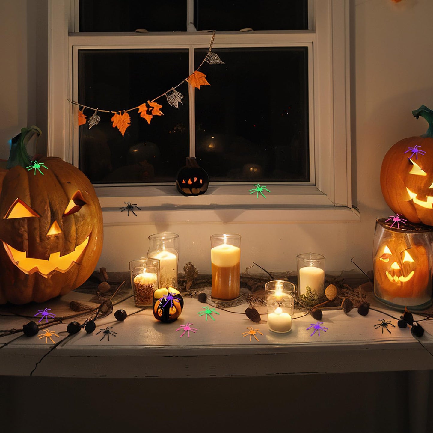 Willinglong 12 Pack Halloween DIY Lantern Jar Halloween Crafts Plastic Jar Craft Kit Decoration Indoor Outdoor Garden Home DIY Art Kit Project for Adult