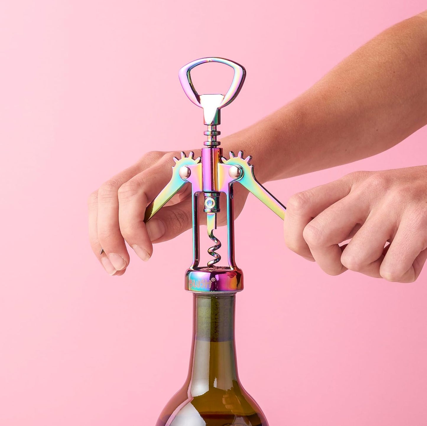 Blush Winged Corkscrew, Iridescent Bottle Opener, Rainbow Wine Gift Accessory, Mirage, Set of 1
