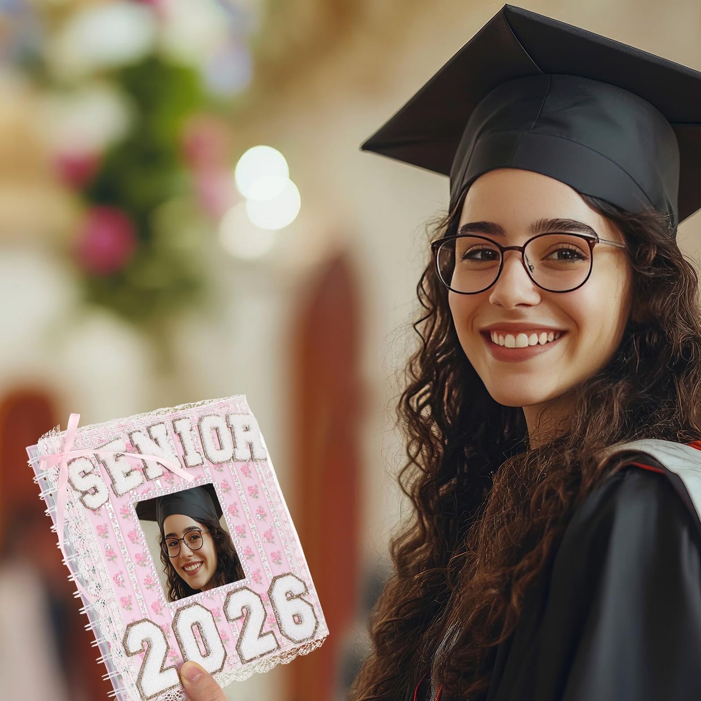 ForraFun Pink Graduation 2026 Scrapbook Album 8" x 8" Class of 2026 Senior Year Memory Book DIY Kit Photo Album Scrapbook for Senior High School College Graduates Customized Graduation Gift 60 Pages