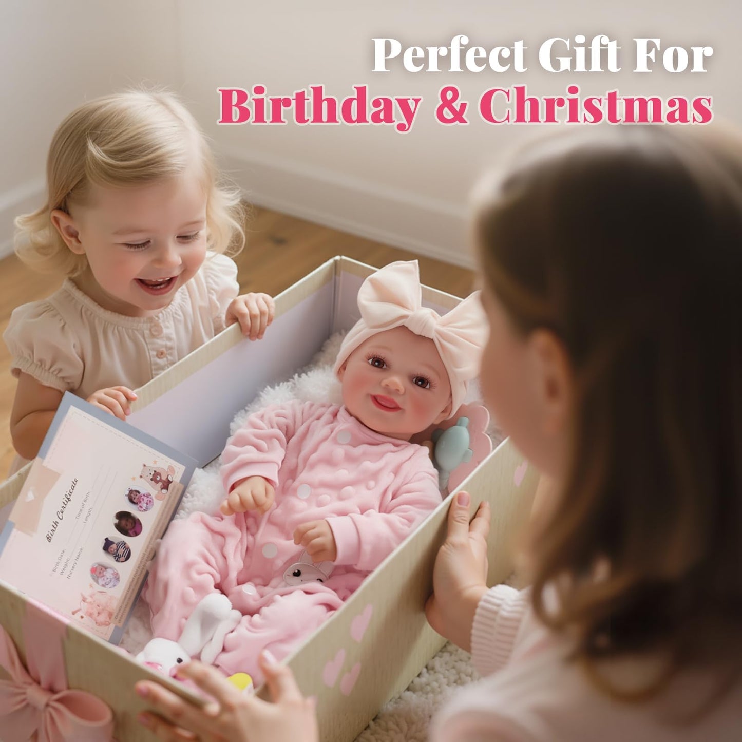BABESIDE Reborn Baby Dolls Sunny - 17 Inch Cute Realistic Baby Doll with Soft Cloth Body, Poseable Real Life Baby Dolls with Bottle and Accessories for 3+ Years Old Girl Gifts, Pretend Play