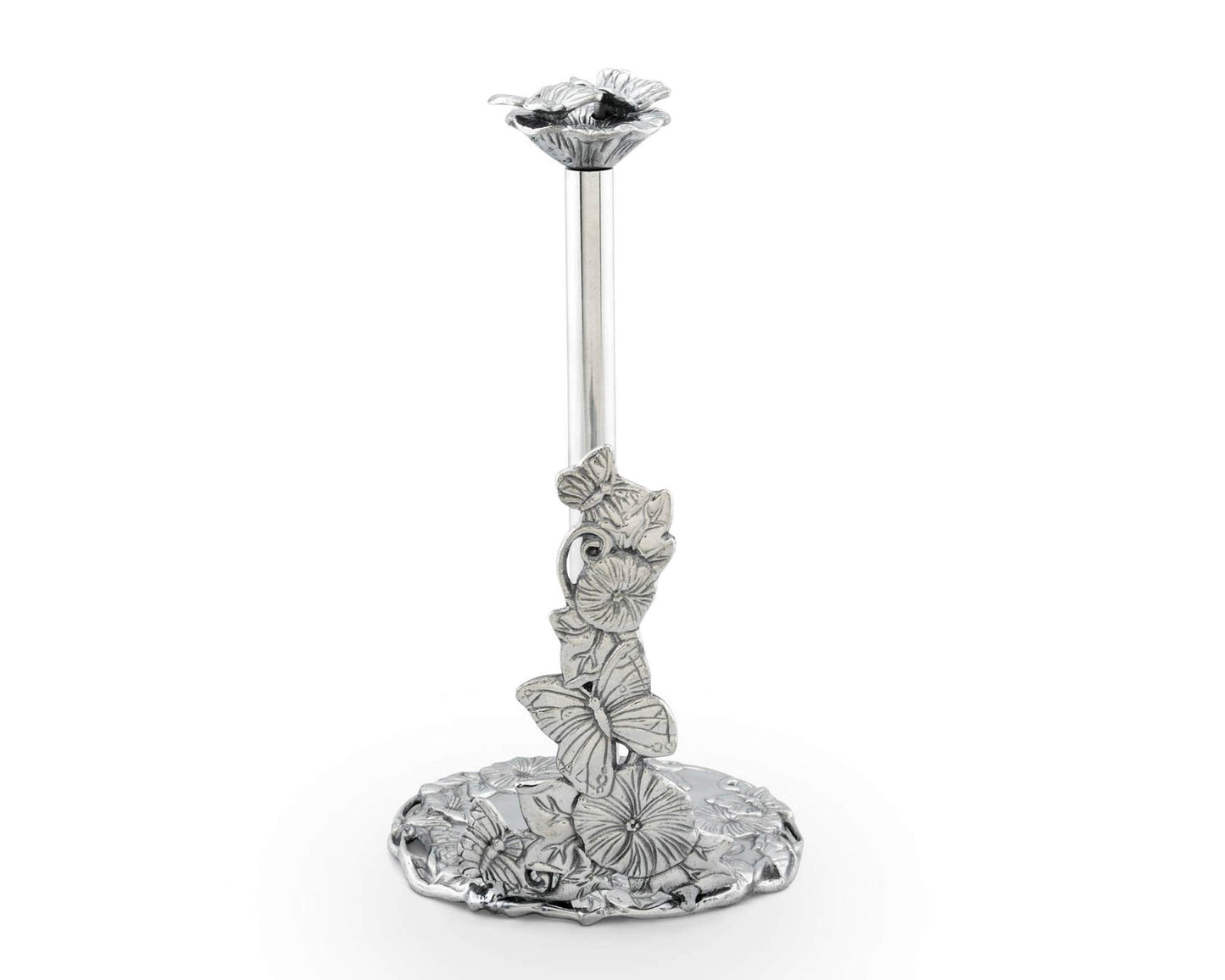 Arthur Court Aluminum Butterfly Garden Decorative Paper Towel Holder Metal Countertop 13 Inch Standing Tall - Freestanding Weighted Base Paper Towel Holders
