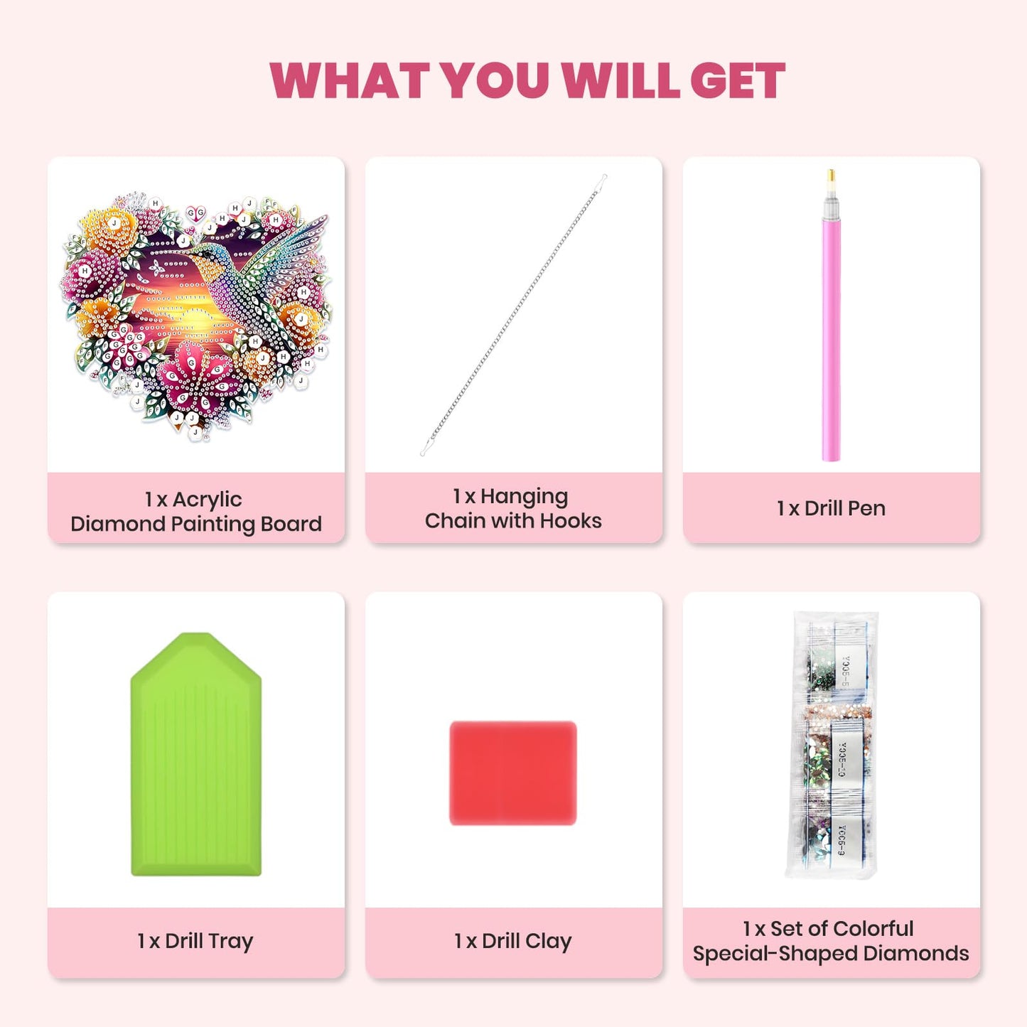 MXJSUA Flowers Hummingbird Diamond Art Hanging Kits for Adults Beginners, Crystal Diamond Suncatchers, Special Shape Diamond Painting Pendant Window Ornament Gifts for Home Garden Door Wall Decor