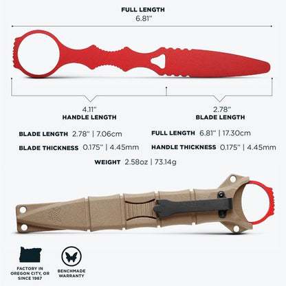 Benchmade - SOCP 176T Tactical Training Dagger Knife with Red 400C Handle (176T)
