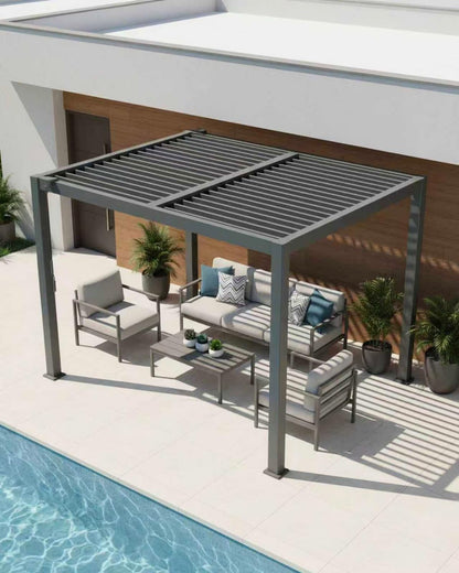 Patio Kingdom 10x13 FT Louvered Pergola Aluminum Outdoor Pergola with Adjustable Roof Waterproof Hardtop Pergola Shade Cover for Patio Backyard Deck Garden (Grey)