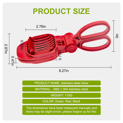 Fruit Slicer, Strawberry, Banana, Kiwi Cutter, Egg Slicer for Hard Boiled Eggs, for Fruit Sausages, Cucumbers, Mushroom Cutter, Rapid & Safe Slicing Kitchen Gadgets (Red)