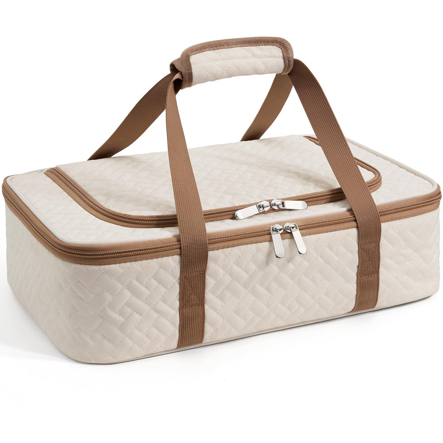 MIAOJIE Insulated Casserole Carrier - Portable Casserole Carrier for Hot or Cold Food, Lasagna Holder for Parties,Picnic,Cookouts,Traveling - Fits 9" x 13" Baking Dish (Beige)