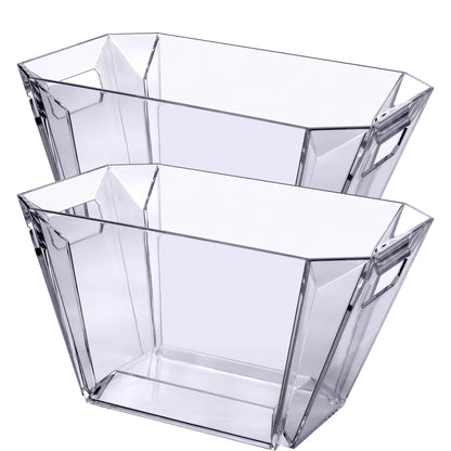 Amazing Abby - VinoVista - Acrylic Wine Chiller Bucket with Easy-Carry Handles, Plastic Party Tub, Clear Champagne Cooler, 2-Gallon Capacity for 6 to 8 Bottles, Shatter-Proof, Stackable, BPA-Free