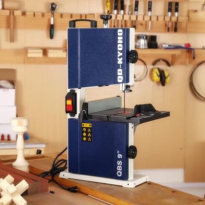 QD-KYOHO Band Saw, Portable 9-Inch Bandsaw for Woodworking, 2526 FPM Benchtop, 1/3 HP(output), 120 V 2.5-Amp Motor, Band Saws with Cast-Aluminum Worktable with Scale, Steel Bandsaws with Miter Gaug