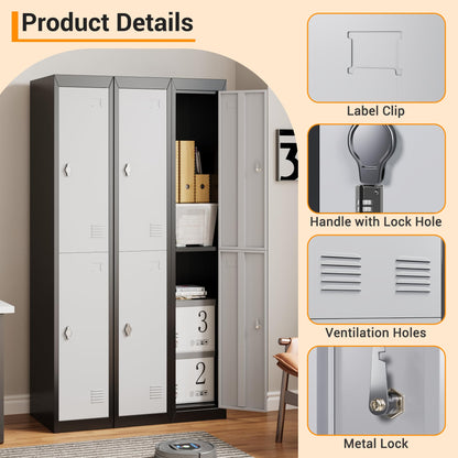 Metal Storage, Locker with 2 Doors and 2 Shelves, Storage Cabinet for Gym, School and Office, Gray.
