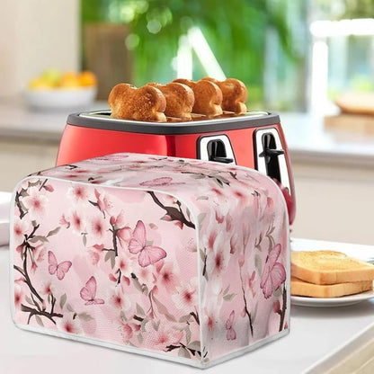 Mumeson Pink Butterfly Toaster Protection Cover, Kitchen Accessories Decor, 2 Slice Toaster Cover with Pockets