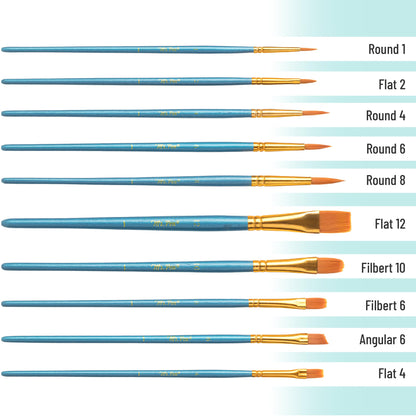 Mr. Pen- Acrylic Paint Brushes Set, 100 Pack, Round & Pointed Tip, Nylon Hair Artist Brushes Bulk for Watercolor, Oil, Rock, Face, Nail, Miniature, Canvas, Detailing, Drawing, Art Supplies