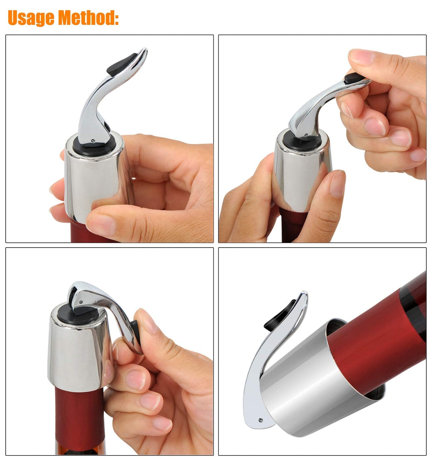 BGMAXimum 3 Pack Stainless Steel Wine Stoppers, Reusable Wine Bottle Stopper Sealer with Silicone Plug, Beverage and Wine to Keep Fresh, Ideal Gift for Wine Lover
