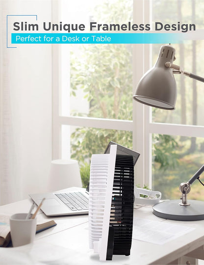 BLACK+DECKER 9-Inch Frameless Box Fan - Portable 3-Speed Desk Fan for Home Office & Garage, White