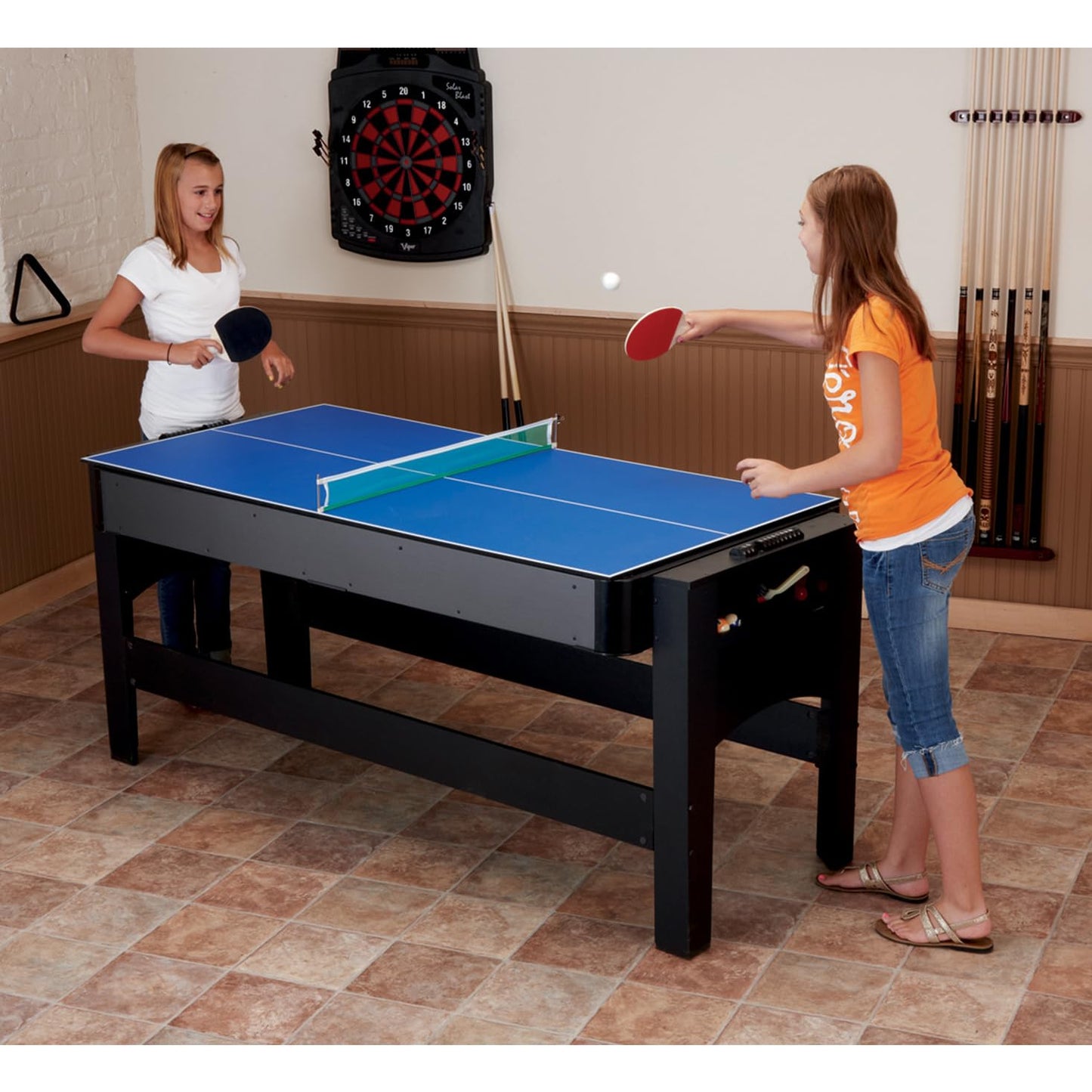 Fat Cat 3-in-1 6 Foot Flip Multi Game Table, Air Hockey Table, Pool Table, and Table Tennis Combo with 110V Motor, Includes Accessories