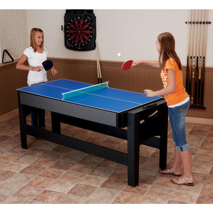 Fat Cat 3-in-1 6 Foot Flip Multi Game Table, Air Hockey Table, Pool Table, and Table Tennis Combo with 110V Motor, Includes Accessories