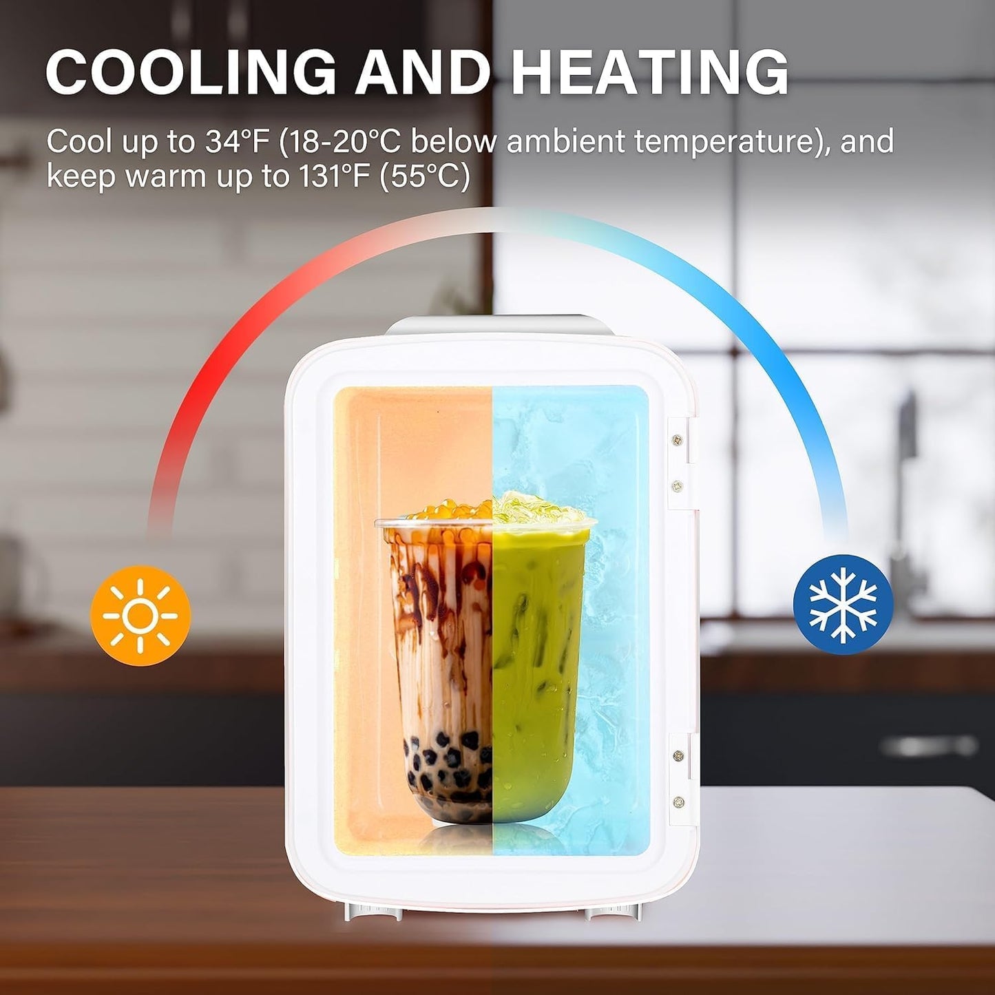 HealSmart 4 Liter 6 Can Portable Mini Fridge 100% Freon-Free Cooler & Warmer for Drinks, Food, Medications