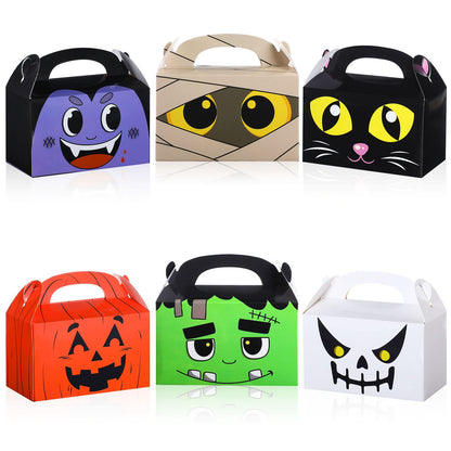 Funrous 18 Pcs Halloween Party Treat Boxes, Happy Halloween Goodie Candy Treat Present Boxes Pumpkin Ghost Treat or Trick Favor Boxes for Kids School Classroom Halloween Party Decoration Supplies