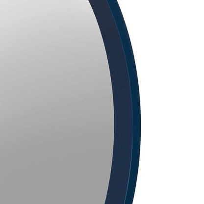 Kate and Laurel Travis Round Wood Wall Mirror, 21.6" Diameter, Navy Blue, Modern Wall Décor Accent
