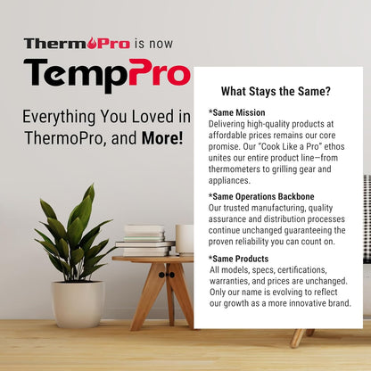 TempPro Wireless Indoor Outdoor Thermometer - 500FT Range Temperature Sensor for Greenhouse, Patio & Home