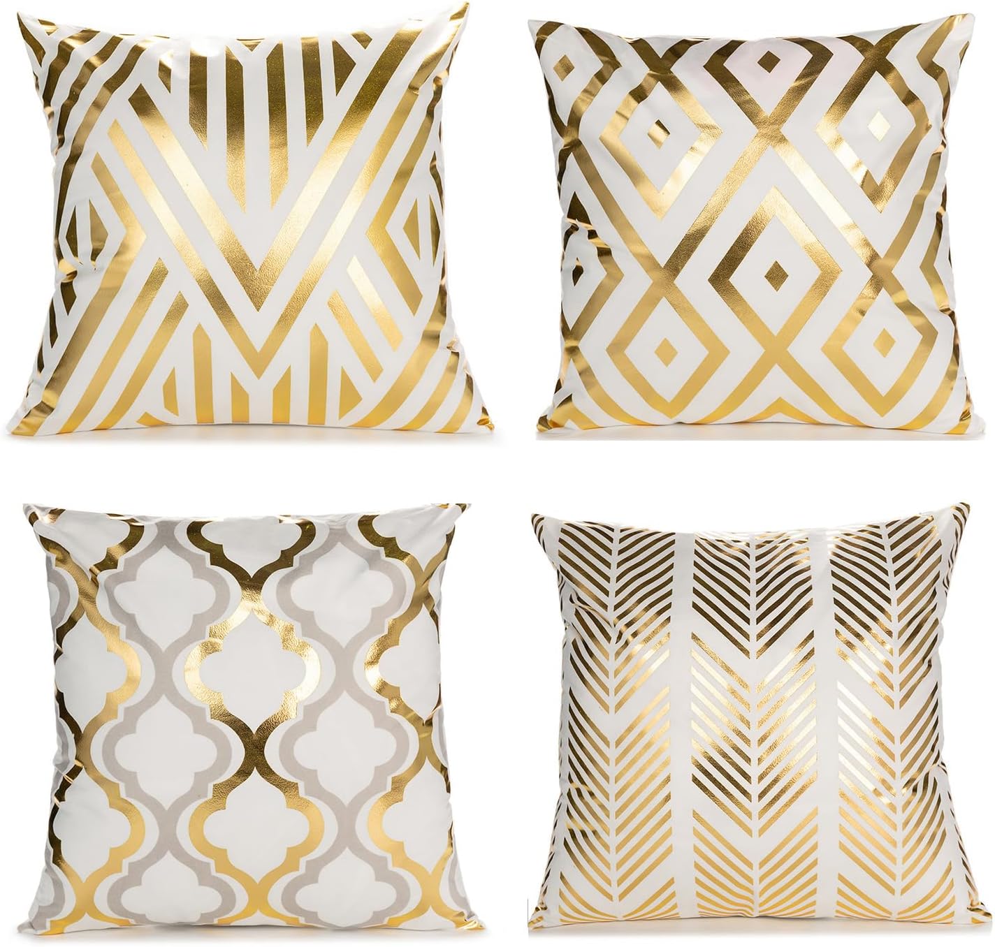 TAOSON Pack 4,Gold 18 18 Inch S01414 of Geometric Home Decorative Throw Pillow Covers Gold Foil Pillow Covers Square