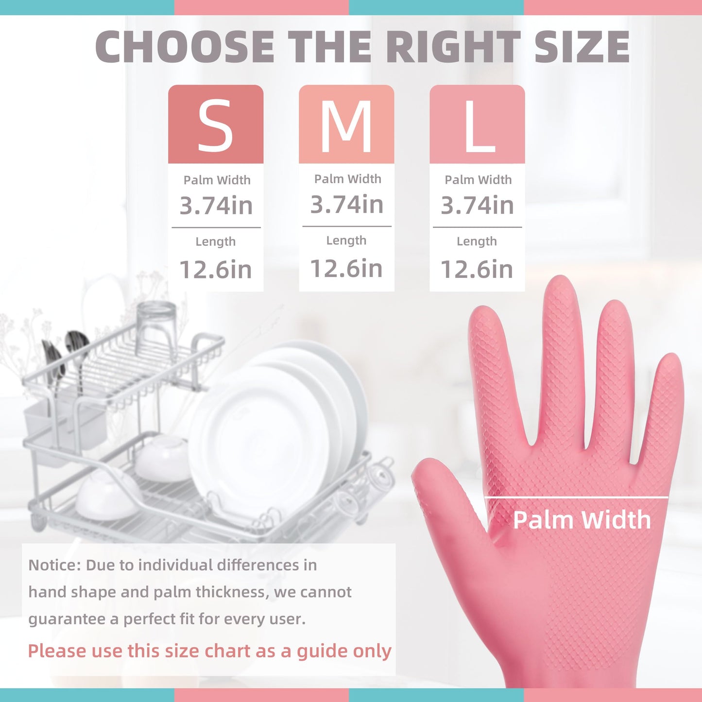 Xgunion Rubber Cleaning Gloves for Dishwashing-5 Pairs Colorful Reusable Household Cleaning Glove for Washing Dishes and Kitchen Cleaning Non-Slip Grip Dish Gloves for Women Men (Medium)