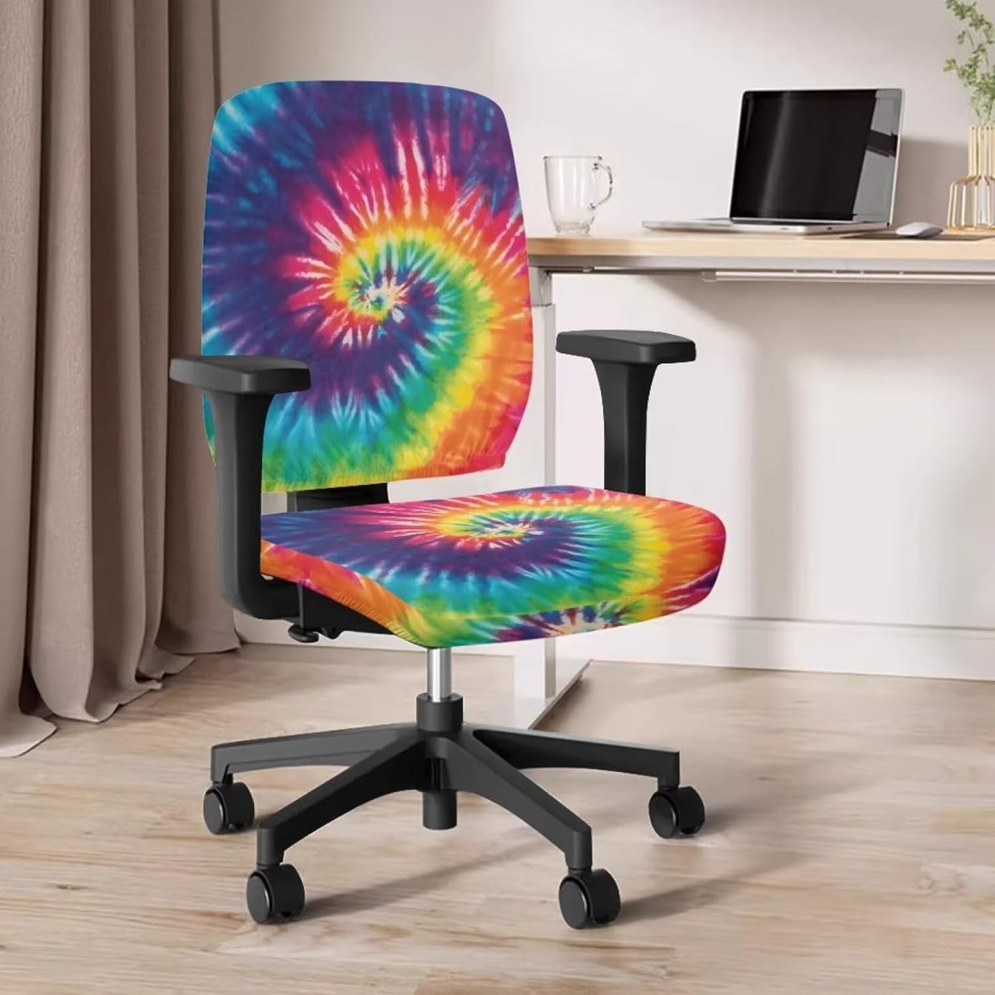 Office Chair Cover with Elastic Band, Removable Slipcover for Universal Desk Chair, High Elastic Fabric Tie Dye Print