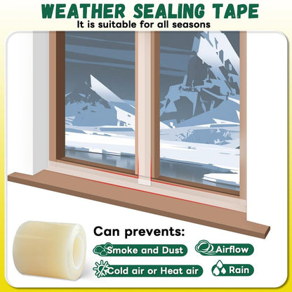 Window Sealing Tape, Window AC Insulation Air Conditioner Sealing Around Frame, 3 inch X 65.5 FT, Blocker for Cold Heat Air, Waterproof Tape for Repair, Heavy Duty No Residue (Clear)