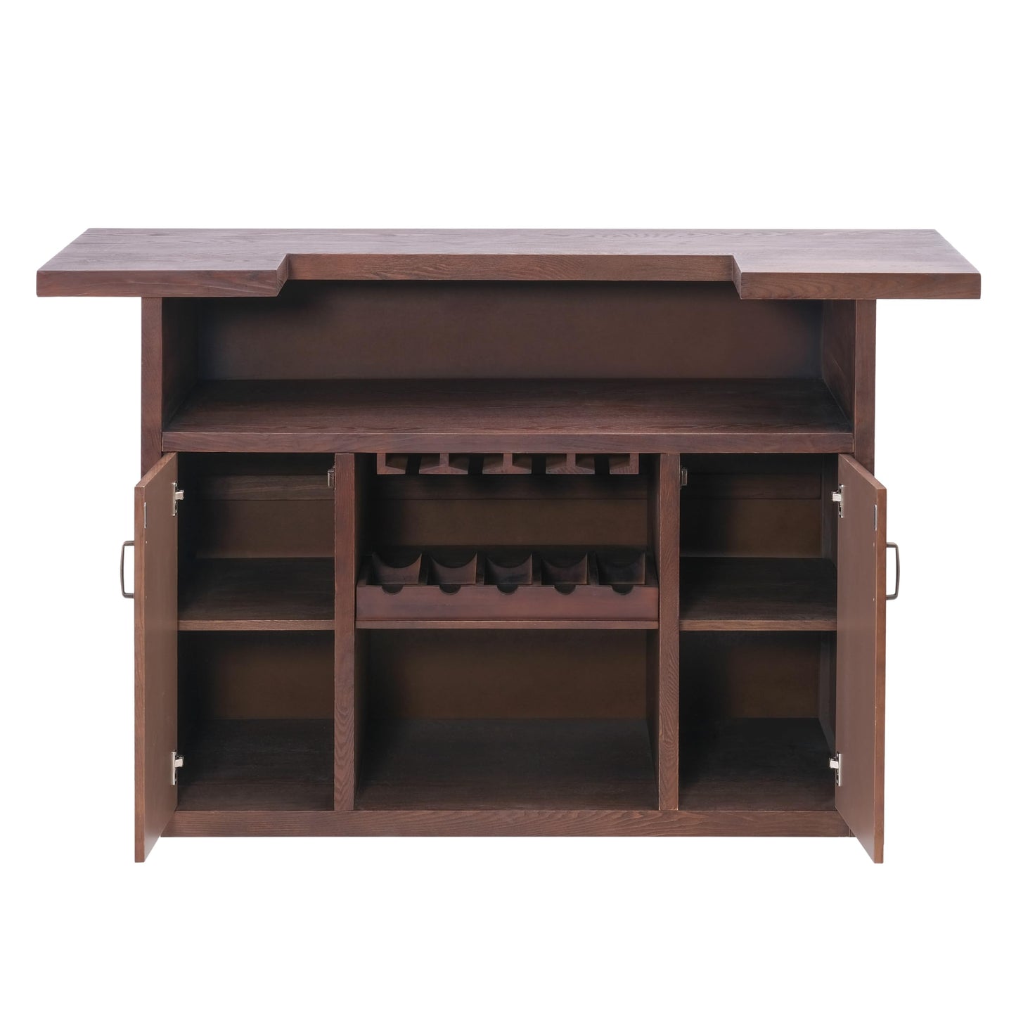 Christopher Knight Home Blake 41.35" H Wooden Bar Table, Antique Wine Cabinet with Storage & Glass Holder, Kitchen Bar Table with Shelves and 2 Doors, Storage Cabinet for Dining Room, Brown
