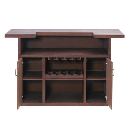 Christopher Knight Home Blake 41.35" H Wooden Bar Table, Antique Wine Cabinet with Storage & Glass Holder, Kitchen Bar Table with Shelves and 2 Doors, Storage Cabinet for Dining Room, Brown