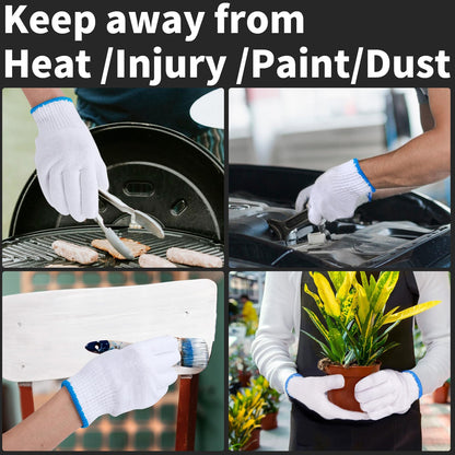 ENPOINT White Gloves Men Women, 12 Pairs Cooking Gloves for BBQ, Cooking, Grilling, Oven, Heat Resistant, Mechanics, Welding, Gardening Field Dressing Safty Work Gloves Bulk, Medium