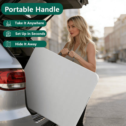 FurniEdge 6FT Folding Table 4 Pack, Heavy Duty Plastic Table with Handel, 400lbs Portable Table, Reinforced Steel Legs, Fold-in-Half Table Ideal for Parties, Picnics, Weddings, Camping White