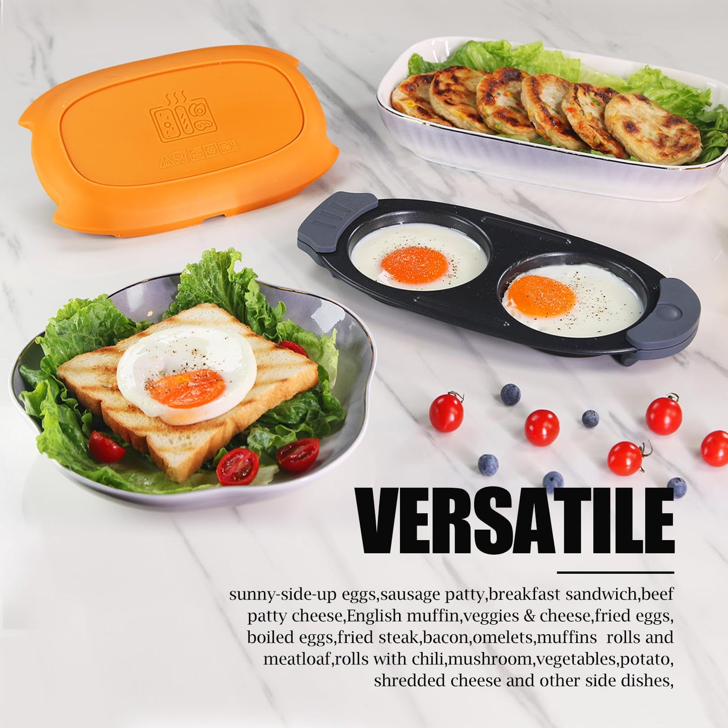 MKYSAIL Quick-Heat Microwave Egg Cooker|Poacher|fryer,Multi-Use microwave egg maker for Breakfast Sandwiches,Dishwasher-Safe,Save Time,Portable for Home,Travel,Gifts(Orange)