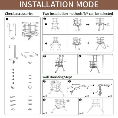 Over The Door & Wall Mount Ironing Board Hanger Wooden & Metal Laundry Room Organizer, Anti-Slip Fence Design, Fits T/Y-Leg Ironing Boards for Iron Steamer Pressing Accessories