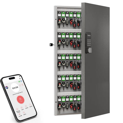 DiDiHere 120-Key Smart Key Lock Box, Wall-Mount Key Cabinet with Key Management App(Track Key Borrow/Return), Keypad, Bluetooth & WiFi Unlock (Sold Separately) for Commercial, School, Rental, Office