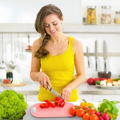 Cutting Boards for Kitchen, 3 Piece Plastic Cutting Board Set, Chopping Board with Juice Grooves and Carrying Handle