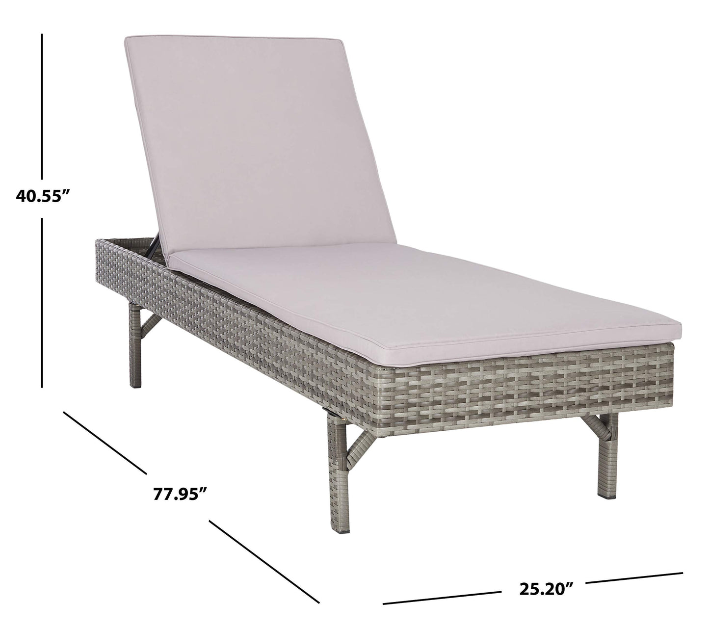 SAFAVIEH Outdoor - Cam Chaise Lounge Chair - Grey & Grey - Faux Wicker Rattan & Steel Frame with Cushion - Modern Adjustable Design - Ideal for Patio, Deck, Poolside, Backyard (PAT7501B)