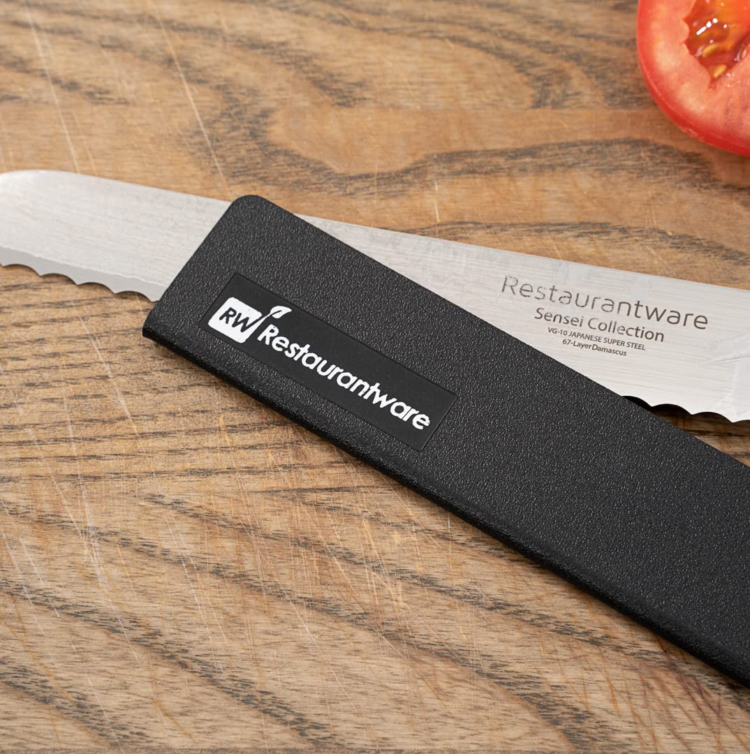 Restaurantware-Sensei 10 x 1.5 Inch Knife Sleeve, 1 Knife Protector - Fits Bread Knife, Felt Lining, Black Plastic Knife Blade Guard, Durable, Cut-Proof