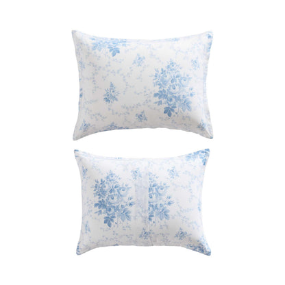 Laura Ashley - Full/Queen Duvet Cover Set, Plain Weave Cotton Bedding with Matching Shams, Button Closure, Lightweight for Year Round Use, Oeko-Tex Certified (Sophia Blue)