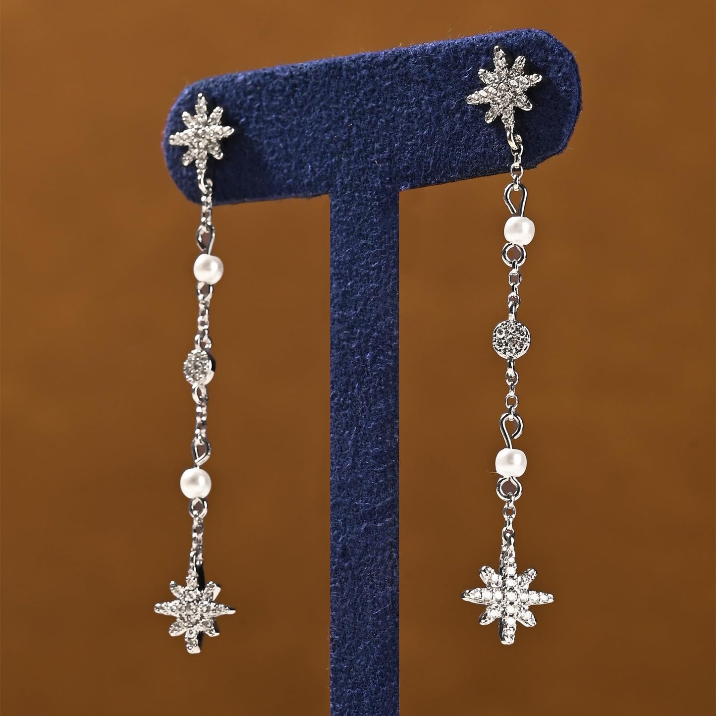 Woodten Microfiber T-Bar Earring Display Stand Compact Jewelry Earrings Holder for Jewelry Stores, Exhibits(Blue)
