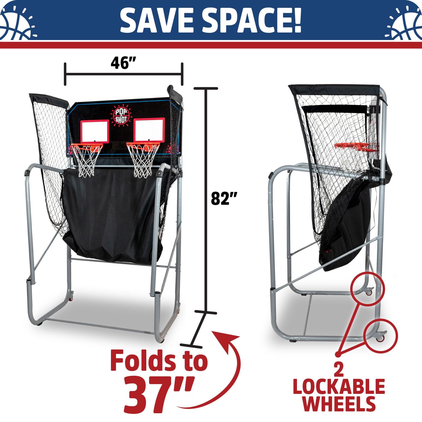 Pop-A-Shot Official Home Dual Shot Basketball Arcade Game - (Black)