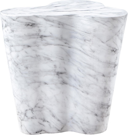 Meridian Furniture 99033White-ET Monza Collection Art Deco Marble Finish Indoor/Outdoor Concrete End Table, 21" W x 18.5" D x 22" H, White