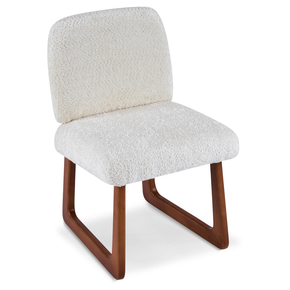 Christopher Knight Home Valora Boucle Upholstered Dining Chairs Set of 2, Modern Dining Chair with Sled Base, Wooden Armless Kitchen Chairs with Solid Back, Extra Seat for Dining Room, Beige + Brown