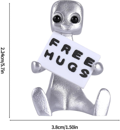 Xuanpax Adorable Tiny Desk Robot Have The Day You Deserve Resin Art Toy & Free hugs Desktop Ornament for Anxiety