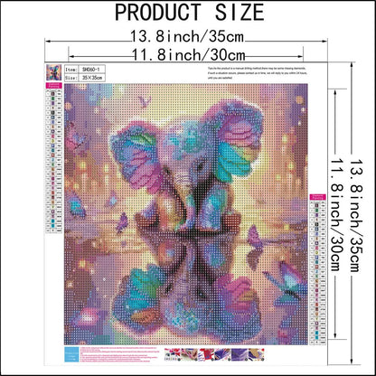 SHICERNHJ 5D Diamond Painting Kits for Adults, Animal Elephant Full Drill Diamond Painting Kits for Beginner,DIY Butterfly Round Diamond Dots for Adults Gem Art Home Wall Decor 14 X 14Inch